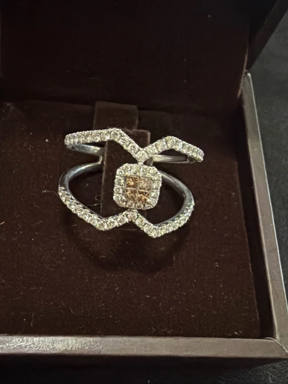 Le Vian 14k Vanilla Gold Chocolate Diamond Cross Cross Ring